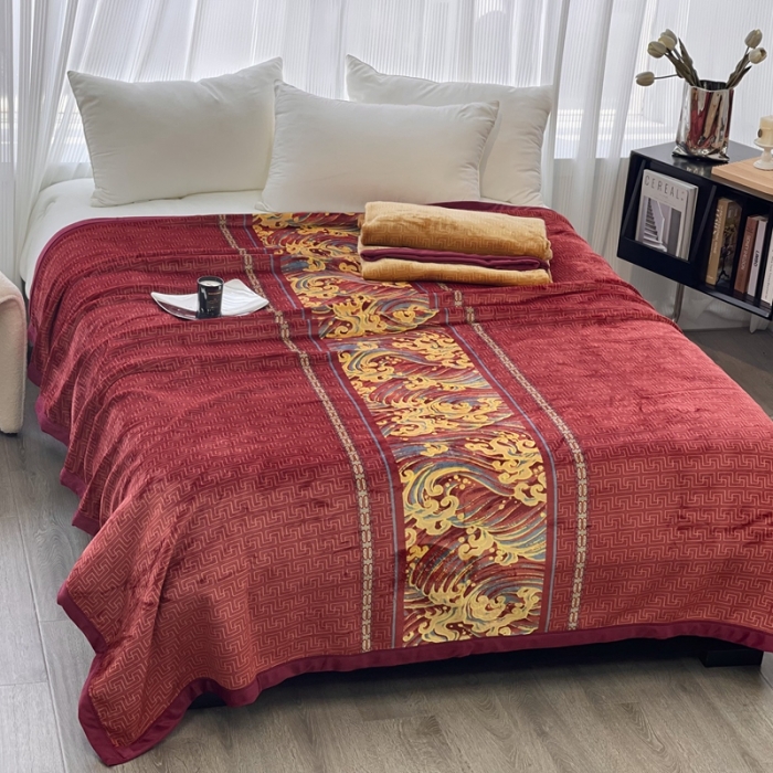 91家纺网 家纺一手货源 找家纺 缔缦 22新款More design AB版复合毛毯 瑞彩祥云