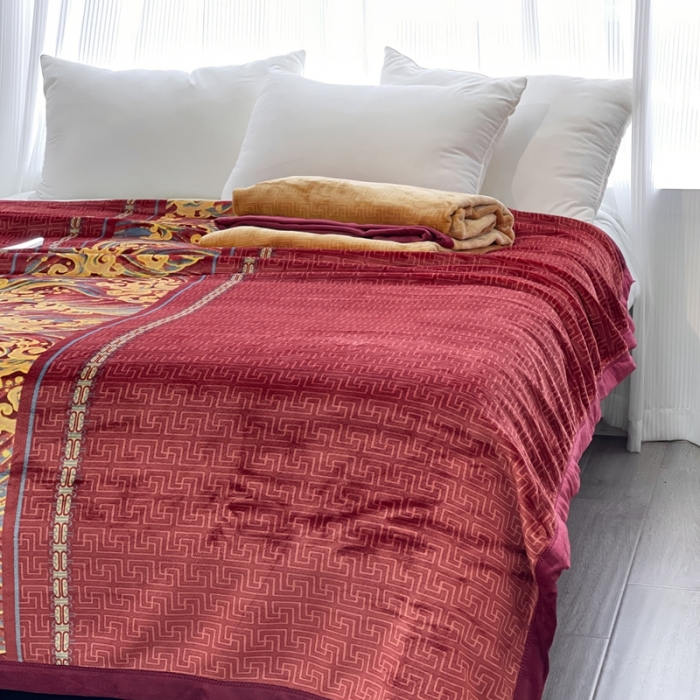 91家纺网 家纺一手货源 找家纺 缔缦 22新款More design AB版复合毛毯 瑞彩祥云