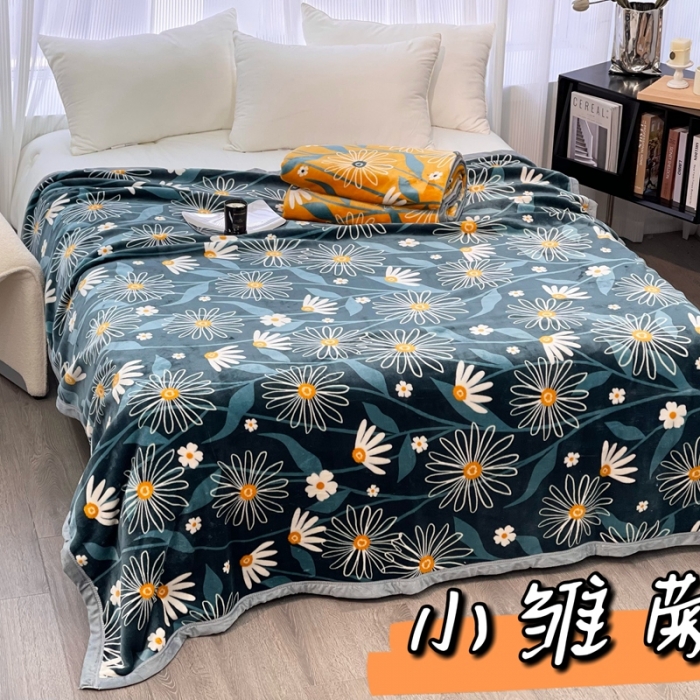 91家纺网 家纺一手货源 找家纺 缔缦 22新款More design AB版复合毛毯 小雏菊