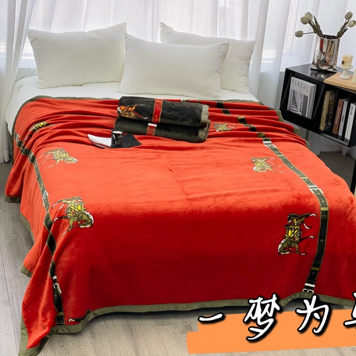 91家纺网 家纺一手货源 找家纺 缔缦 22新款More design AB版复合毛毯 以梦为马