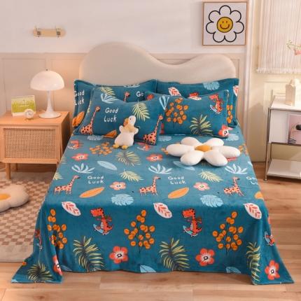 91家纺网 家纺一手货源 找家纺 甜之梦家纺 2025新款印花牛奶绒单品床单可定制任何尺寸 动物乐园