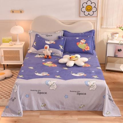 91家纺网 家纺一手货源 找家纺 甜之梦家纺  2025新款印花牛奶绒单品床单可定制任何尺寸  猫星球