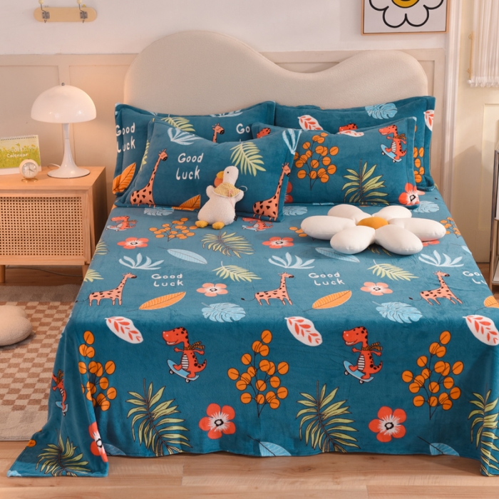 91家纺网 家纺一手货源 找家纺 总）甜之梦2025新款印花牛奶绒单品床单可定制任何尺寸