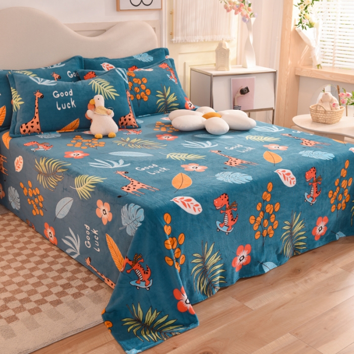 91家纺网 家纺一手货源 找家纺 总）甜之梦2025新款印花牛奶绒单品床单可定制任何尺寸