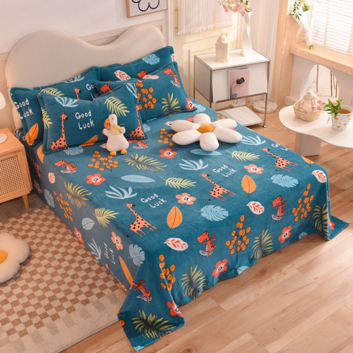 91家纺网 家纺一手货源 找家纺 总）甜之梦2025新款印花牛奶绒单品床单可定制任何尺寸