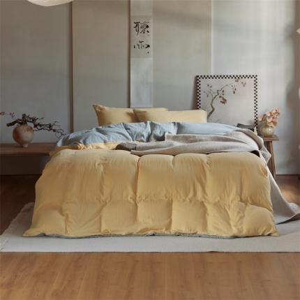 91家纺网 家纺一手货源 找家纺 安莱生活 2022新款全棉双层纱纯色四件套--侘寂风 柠檬