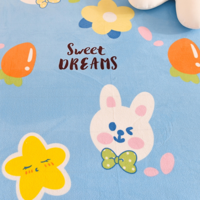 91家纺网 家纺一手货源 找家纺 甜之梦家纺 2025新款印花牛奶绒单品床单可定制任何尺寸 爱心萌兔