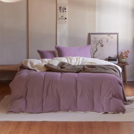 91家纺网 家纺一手货源 找家纺 安莱生活 2022新款全棉双层纱纯色四件套--侘寂风 子微