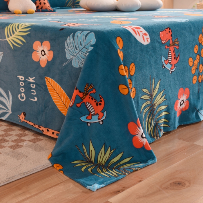 91家纺网 家纺一手货源 找家纺 甜之梦家纺 2025新款印花牛奶绒单品床单可定制任何尺寸 动物乐园