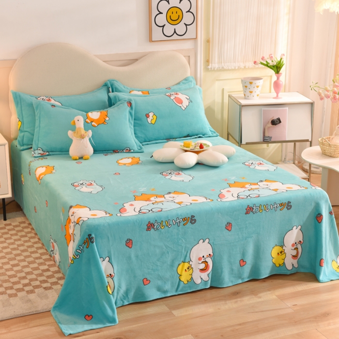 91家纺网 家纺一手货源 找家纺 甜之梦家纺  2025新款印花牛奶绒单品床单可定制任何尺寸  乖乖熊