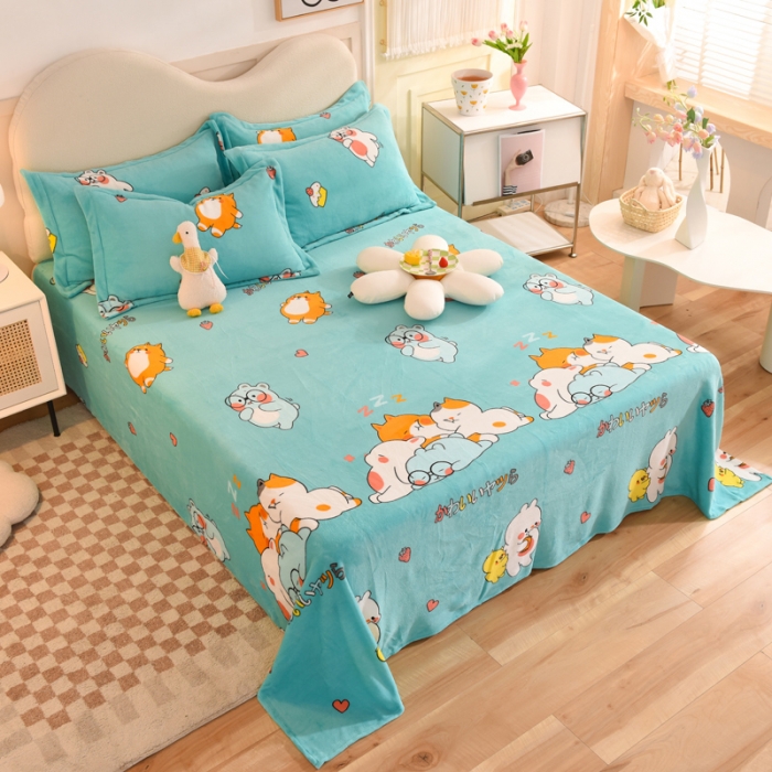 91家纺网 家纺一手货源 找家纺 甜之梦家纺  2025新款印花牛奶绒单品床单可定制任何尺寸  乖乖熊