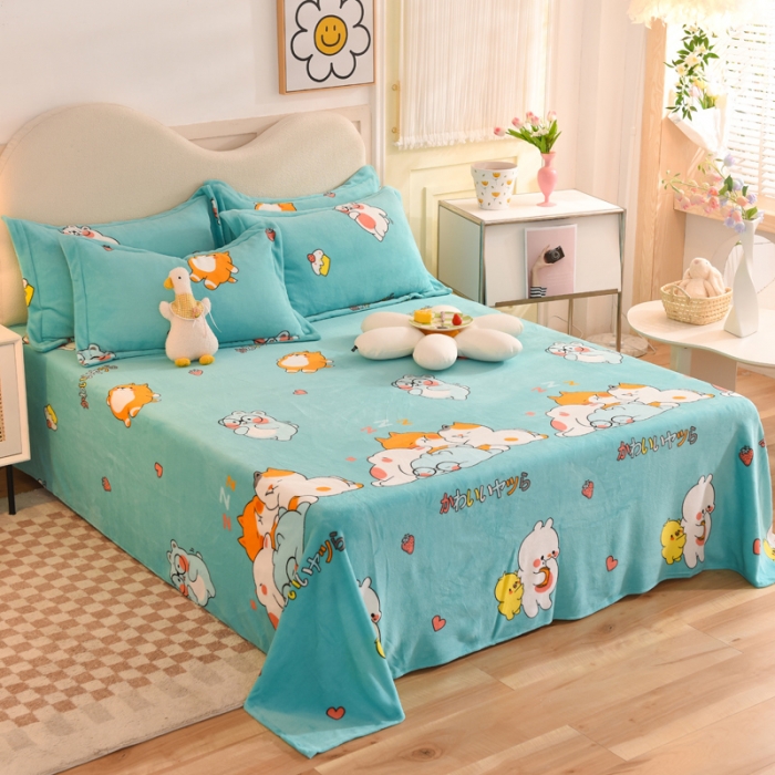 91家纺网 家纺一手货源 找家纺 甜之梦家纺  2025新款印花牛奶绒单品床单可定制任何尺寸  乖乖熊