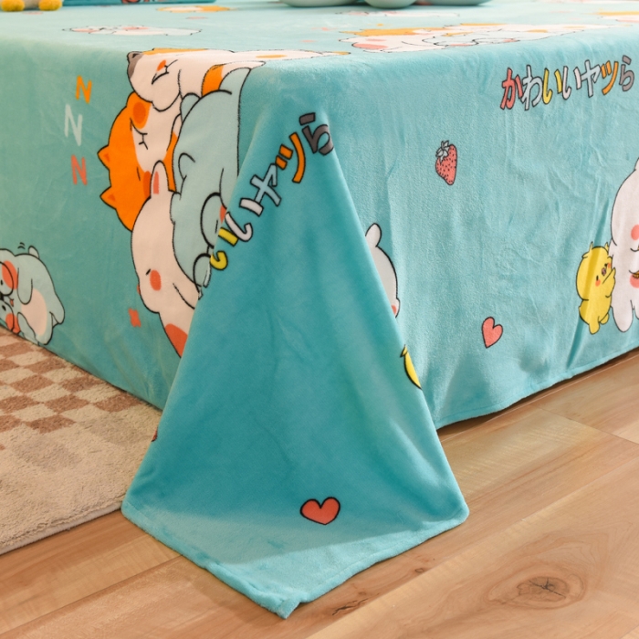 91家纺网 家纺一手货源 找家纺 甜之梦家纺  2025新款印花牛奶绒单品床单可定制任何尺寸  乖乖熊