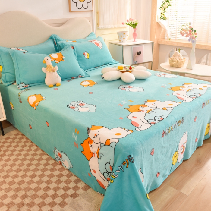 91家纺网 家纺一手货源 找家纺 甜之梦家纺  2025新款印花牛奶绒单品床单可定制任何尺寸  乖乖熊