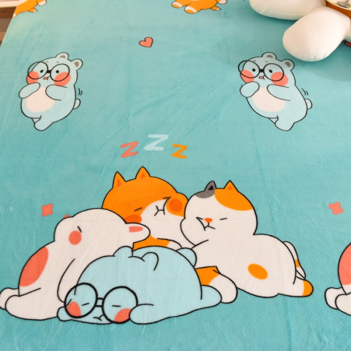 91家纺网 家纺一手货源 找家纺 甜之梦家纺  2025新款印花牛奶绒单品床单可定制任何尺寸  乖乖熊