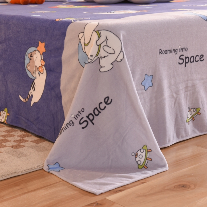 91家纺网 家纺一手货源 找家纺 甜之梦家纺  2025新款印花牛奶绒单品床单可定制任何尺寸  猫星球