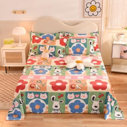 甜之梦家纺 2025新款印花牛奶绒单品床单可定制任何尺寸 萌宠跳跳