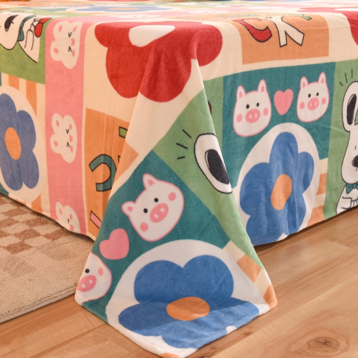 91家纺网 家纺一手货源 找家纺 甜之梦家纺  2025新款印花牛奶绒单品床单可定制任何尺寸  萌宠跳跳