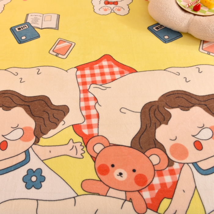 91家纺网 家纺一手货源 找家纺 甜之梦家纺  2025新款印花牛奶绒单品床单可定制任何尺寸  泡泡公主