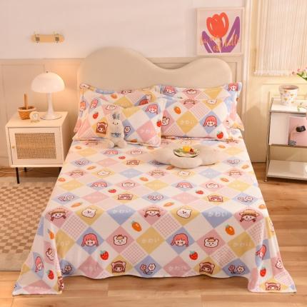 甜之梦家纺  2025新款印花牛奶绒单品床单可定制任何尺寸 诗雨恋人