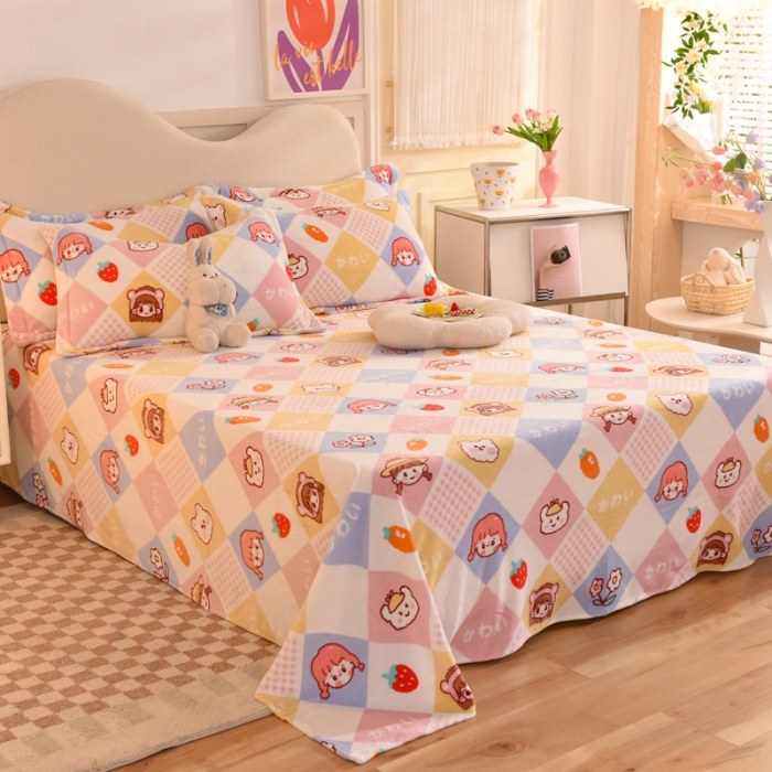 91家纺网 家纺一手货源 找家纺 甜之梦家纺  2025新款印花牛奶绒单品床单可定制任何尺寸 诗雨恋人