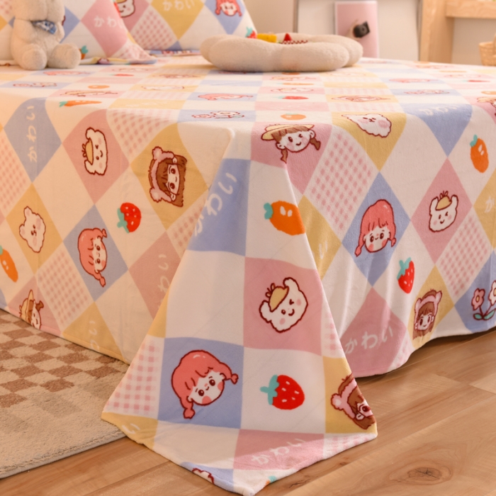 91家纺网 家纺一手货源 找家纺 甜之梦家纺  2025新款印花牛奶绒单品床单可定制任何尺寸 诗雨恋人