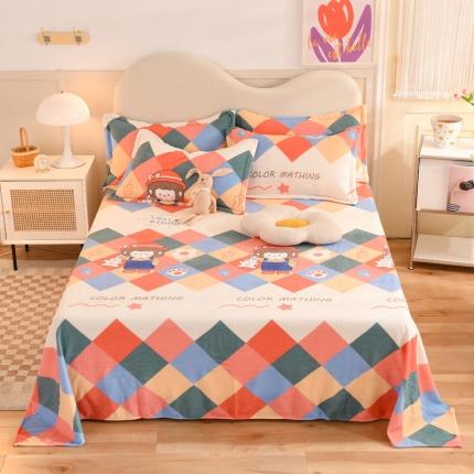 甜之梦家纺 2025新款印花牛奶绒单品床单可定制任何尺寸  校园女孩