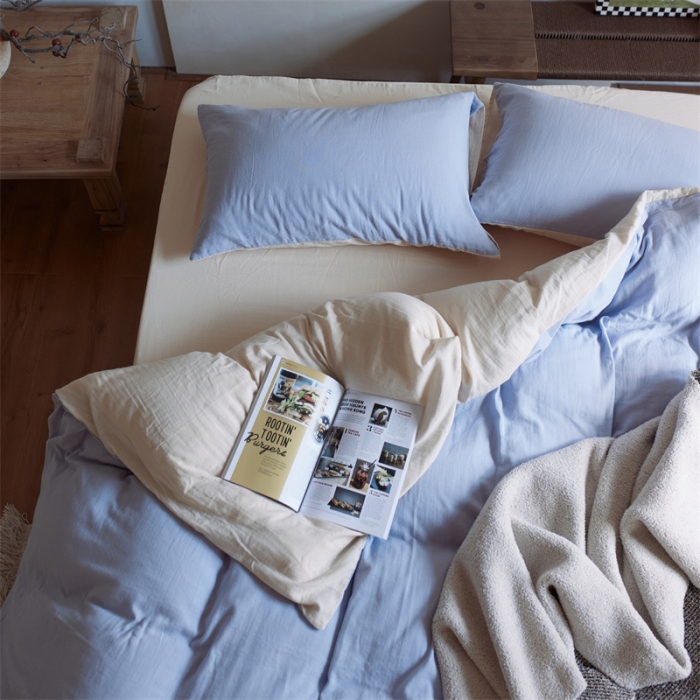 91家纺网 家纺一手货源 找家纺 安莱生活 2022新款全棉双层纱纯色四件套--侘寂风 兰米