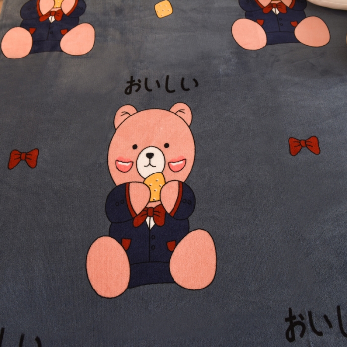 91家纺网 家纺一手货源 找家纺 甜之梦家纺  2025新款印花牛奶绒单品床单可定制任何尺寸  雪花熊