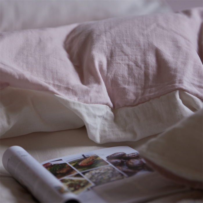 91家纺网 家纺一手货源 找家纺 安莱生活 2022新款全棉双层纱纯色四件套--侘寂风 奶粉