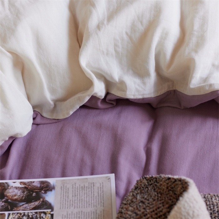 91家纺网 家纺一手货源 找家纺 安莱生活 2022新款全棉双层纱纯色四件套--侘寂风 子微