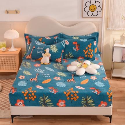 91家纺网 家纺一手货源 找家纺 总甜之梦牛奶绒印花系列单品床笠可定制任何尺寸（可接异型缺角）