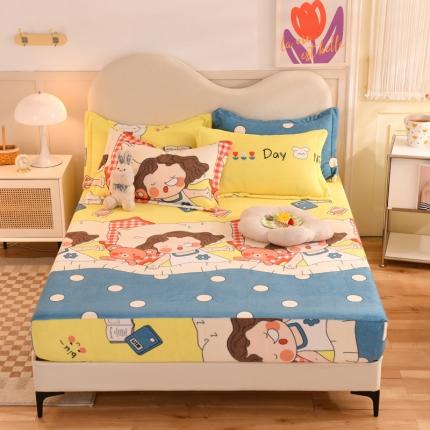 91家纺网 家纺一手货源 找家纺 总甜之梦牛奶绒印花系列单品床笠可定制任何尺寸（可接异型缺角）