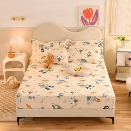 91家纺网 家纺一手货源 找家纺 总甜之梦牛奶绒印花系列单品床笠可定制任何尺寸（可接异型缺角）