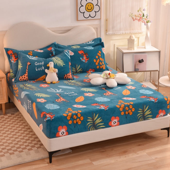 91家纺网 家纺一手货源 找家纺 总甜之梦牛奶绒印花系列单品床笠可定制任何尺寸（可接异型缺角）