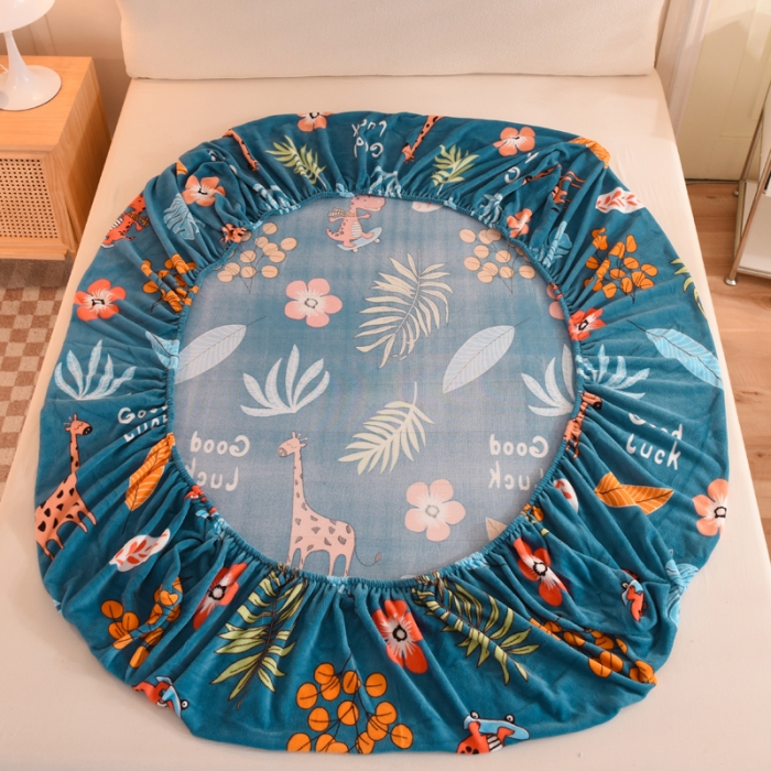 91家纺网 家纺一手货源 找家纺 甜之梦 2025新款印花牛奶绒单品床笠可定制任何尺寸（可接异型缺角）动物乐园