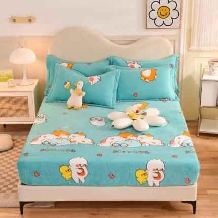 甜之梦2025新款印花牛奶绒单品床笠可定制任何尺寸（可接异型缺角）乖乖熊