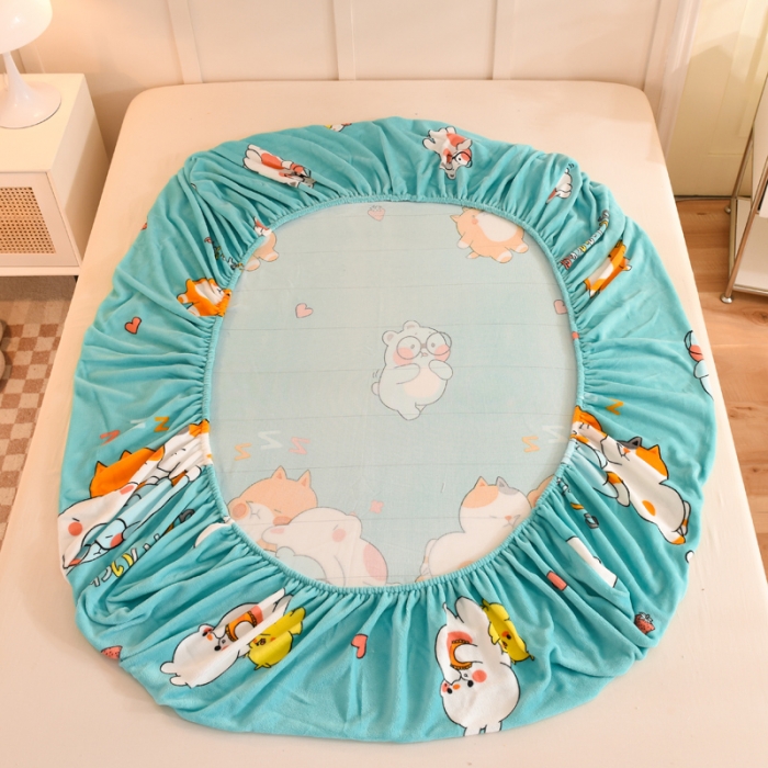 91家纺网 家纺一手货源 找家纺 甜之梦2025新款印花牛奶绒单品床笠可定制任何尺寸（可接异型缺角） 乖乖熊