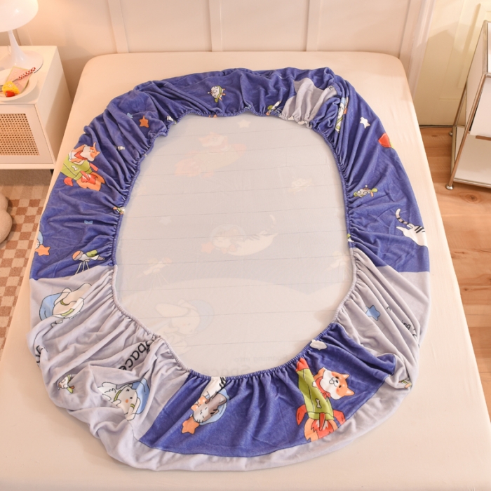 91家纺网 家纺一手货源 找家纺 甜之梦2025新款印花牛奶绒单品床笠可定制任何尺寸（可接异型缺角） 猫星球