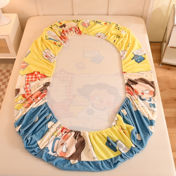 91家纺网 家纺一手货源 找家纺 甜之梦2025新款印花牛奶绒单品床笠可定制任何尺寸（可接异型缺角）泡泡公主