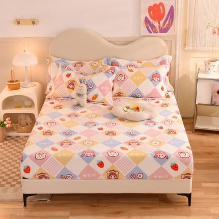 甜之梦2025新款印花牛奶绒单品床笠可定制任何尺寸（可接异型缺角）诗雨恋人