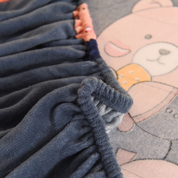 91家纺网 家纺一手货源 找家纺 甜之梦2025新款印花牛奶绒单品床笠可定制任何尺寸（可接异型缺角） 雪花熊