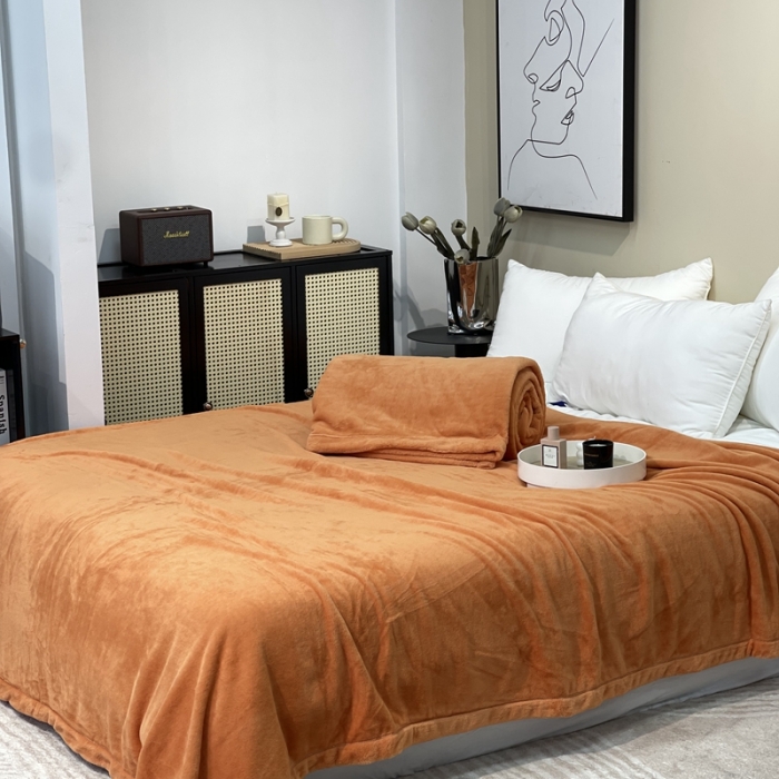 91家纺网 家纺一手货源 找家纺 缔缦 2022新款More design毛毯 丹麦毯 爱马仕橘