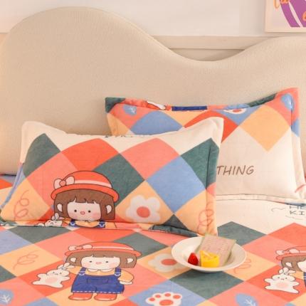 91家纺网 家纺一手货源 找家纺 甜之梦家纺 2025新款印花牛奶绒单品枕套 校园女孩