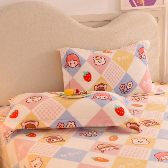 91家纺网 家纺一手货源 找家纺 甜之梦家纺 2025新款印花牛奶绒单品枕套 诗雨恋人