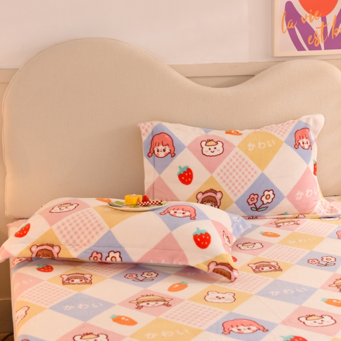 91家纺网 家纺一手货源 找家纺 甜之梦家纺 2025新款印花牛奶绒单品枕套 诗雨恋人