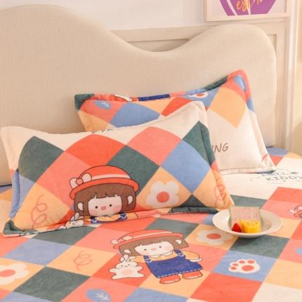 甜之梦家纺 2025新款印花牛奶绒单品枕套 校园女孩