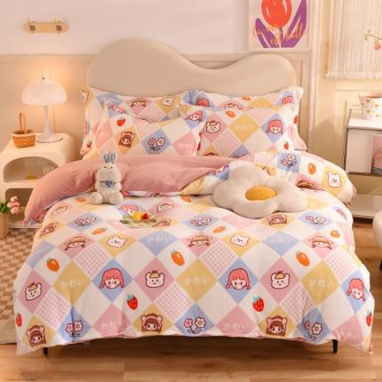 91家纺网 家纺一手货源 找家纺 （总）甜之梦家纺 2025新款牛奶绒印花系列四件套