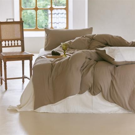 91家纺网 家纺一手货源 找家纺 （总）安莱生活 2022新款全棉双层纱纯色四件套--小清新风