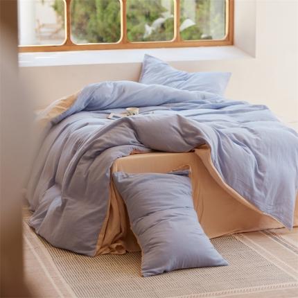 91家纺网 家纺一手货源 找家纺 （总）安莱生活 2022新款全棉双层纱纯色四件套--小清新风